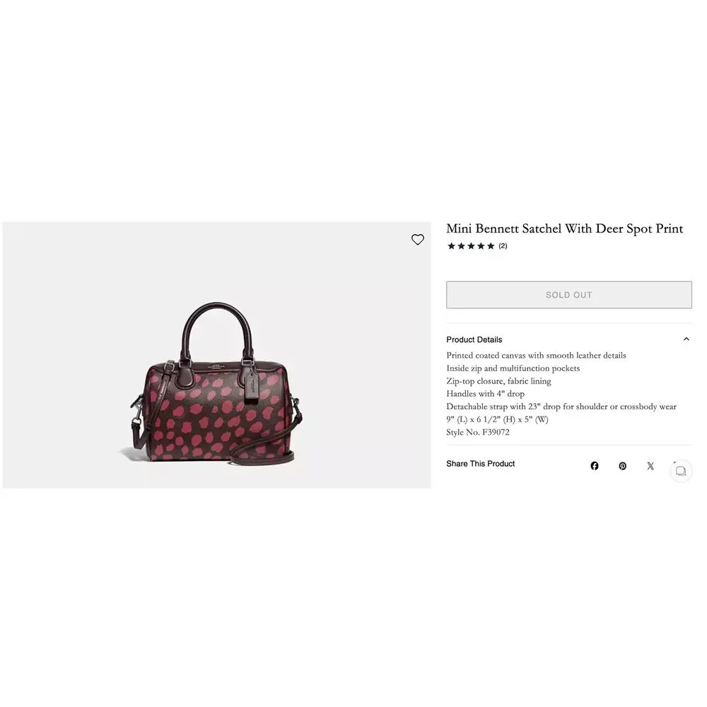 Coach Mini Bennett Satchel with Deer Spot Print